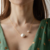 Luna 18K Gold Plated Necklace w. Pearl