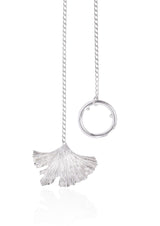 Ginkgo Hoop Lock Silver Necklace w. Zirconia