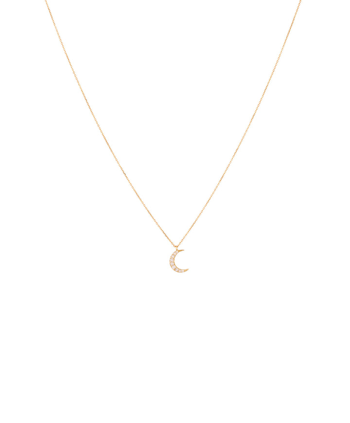 Moon 18K Gold, Whitegold or Rosegold Necklace w. Diamonds