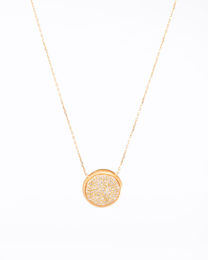 Round 18K Gold, Whitegold or Rosegold Necklace w. Diamonds