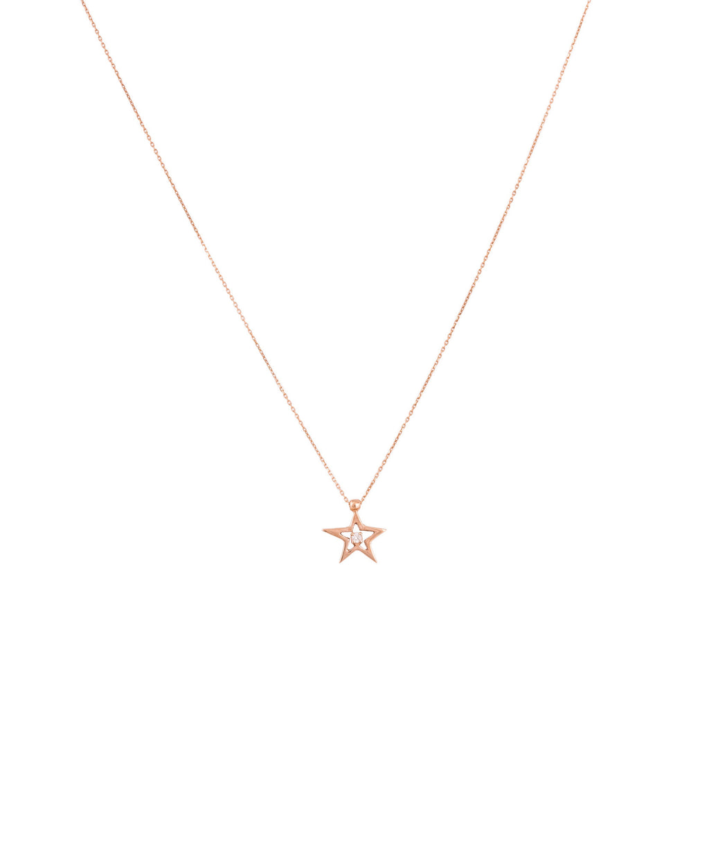 Star Stud 18K Gold, Whitegold or Rosegold Necklace w. Diamonds