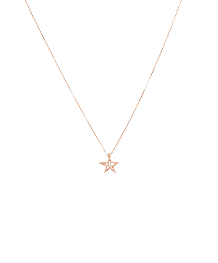 Star Stud 18K Guld, Hvidguld eller Rosaguld Halskæde m. Diamanter