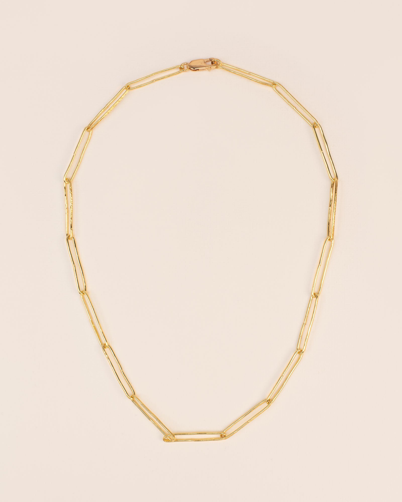 Hammered link chain 18K Gold Necklace