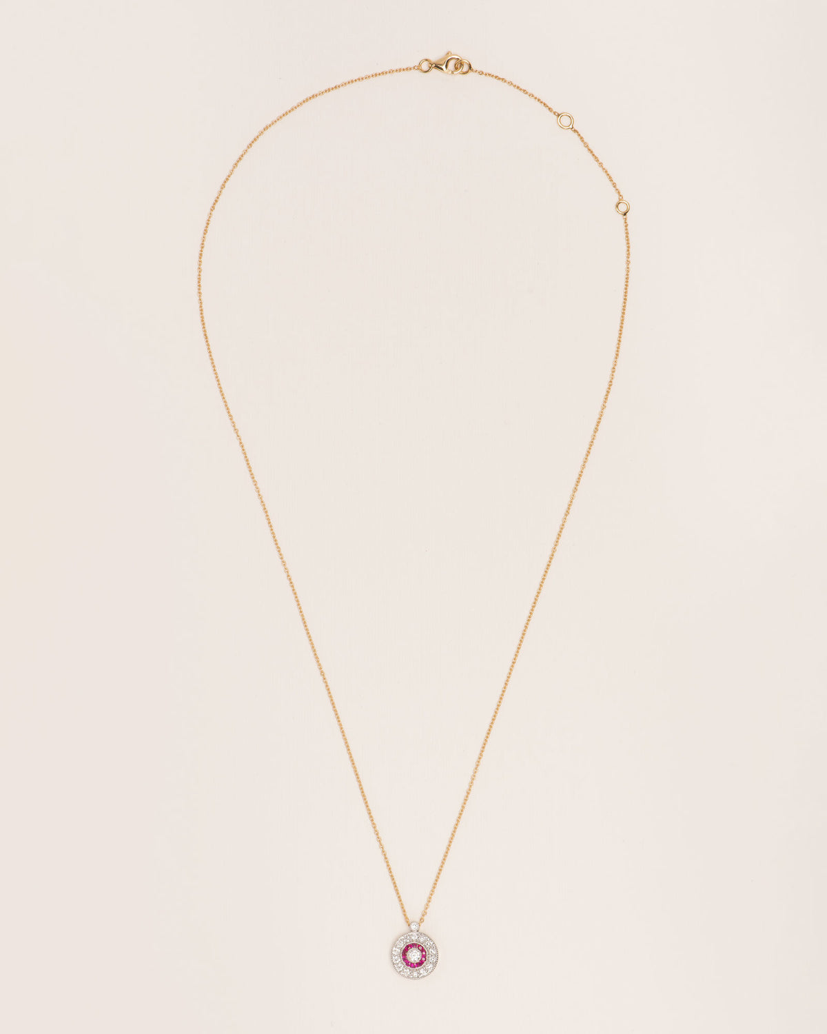 18K Gold Necklace w. Diamonds & Rubies
