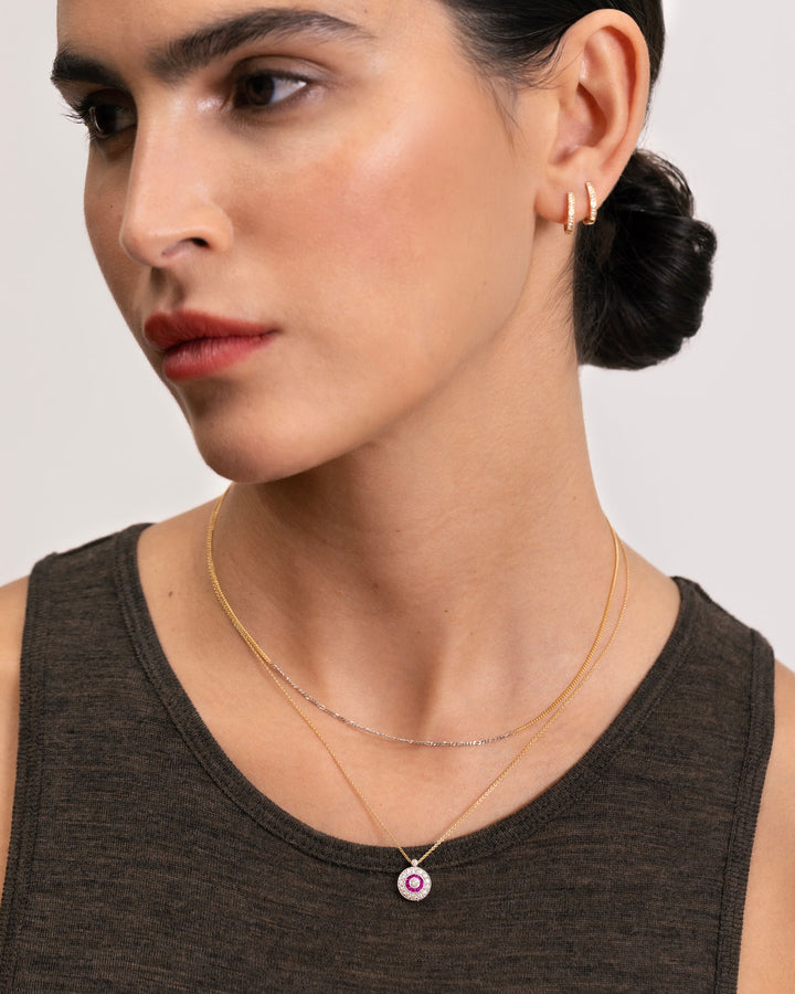 18K Gold Necklace w. Diamonds & Rubies