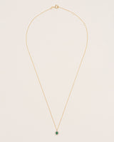 Halo 18K Gold Necklace w. Diamonds & Emeralds