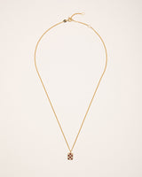 Chessboard 18K Gold Necklace w. Diamonds & Rubies