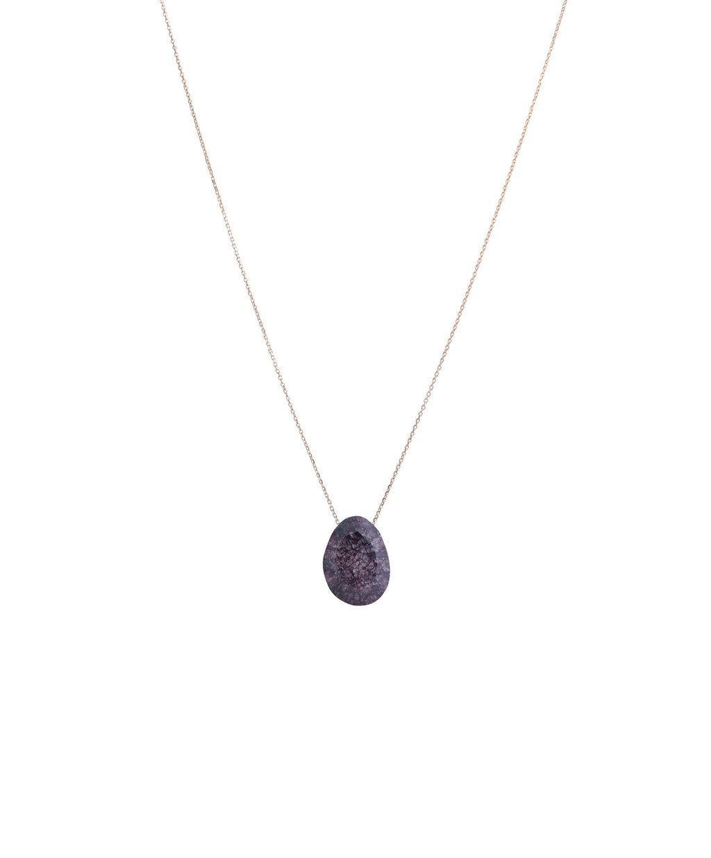 Glass Oval 18K Guld, Hvidguld eller Rosaguld Halskæde m. Krystal