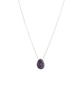 Glass Oval 18K Guld, Hvidguld eller Rosaguld Halskæde m. Krystal