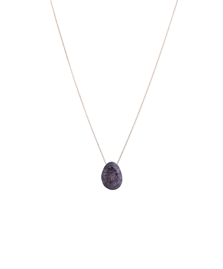 Glass Oval 18K Gold, Whitegold or Rosegold Necklace w. Crystal