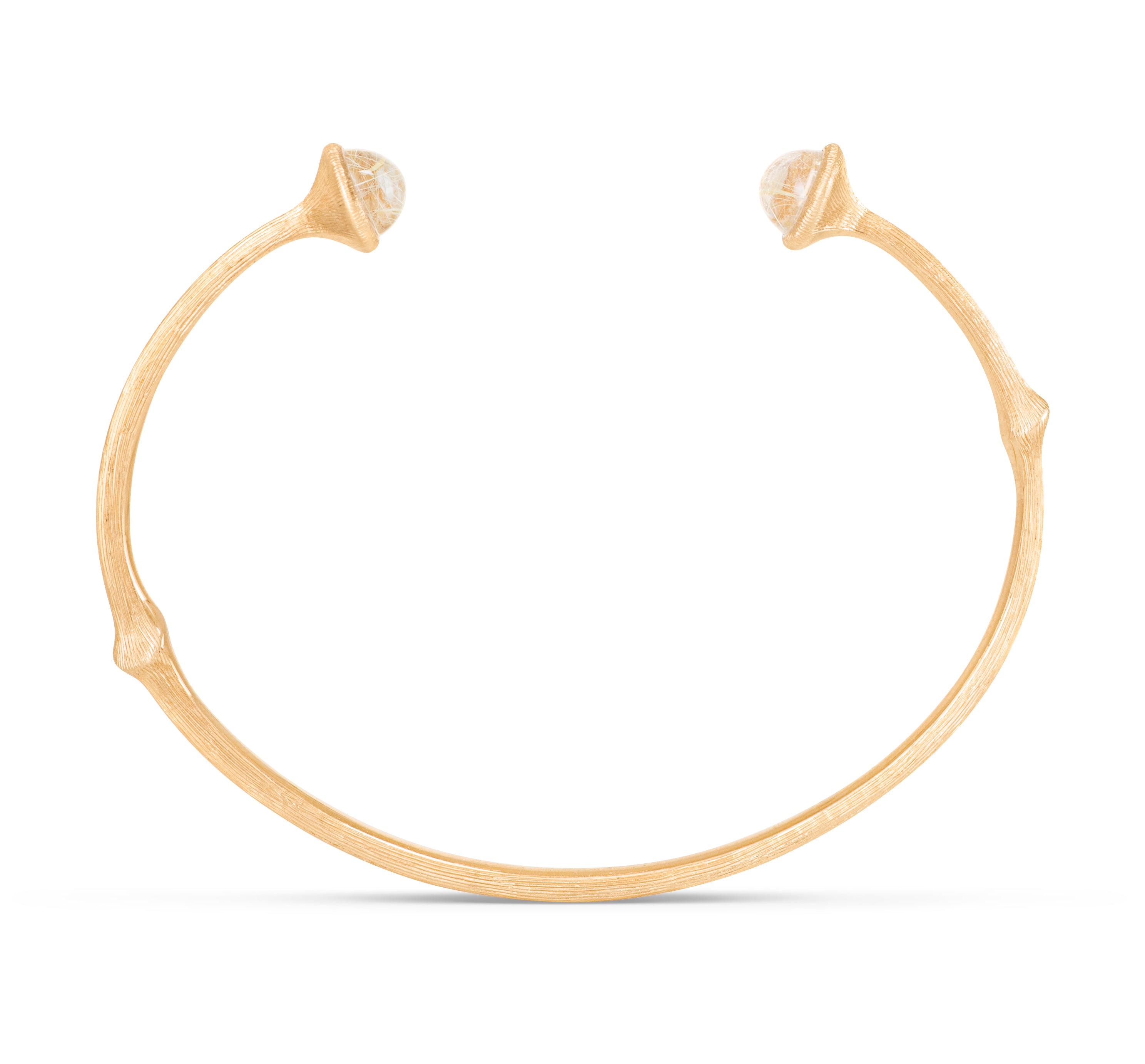 Nature 18K Gold Bangle w. Rutile Quartz