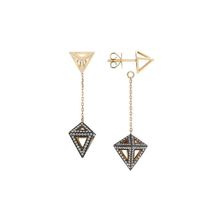 Geometry 101 Octahedron Drop 18K Guld Øreringe m. Diamant
