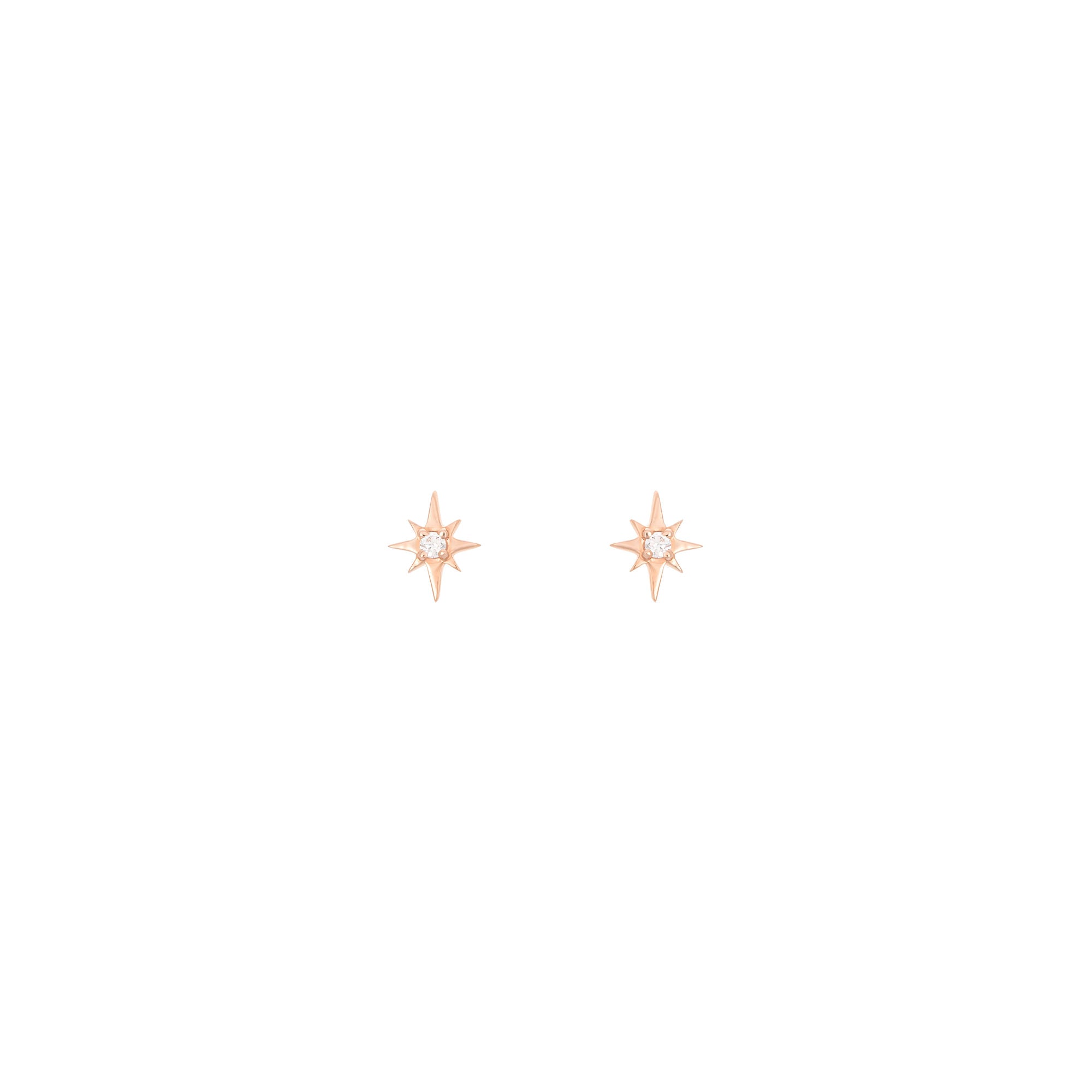 North Star 18K Rose Gold Stud w. Diamond