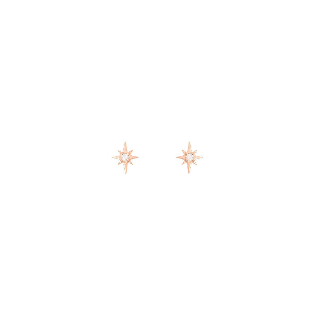 North Star 18K Rose Gold Stud w. Diamond