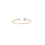 Open Designed 18K Gold Bangle w. Freshwater Pearls