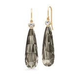 Ofelia Drop Gold Plated Earrings w. Crystal & Cubic Smokey Zirconia