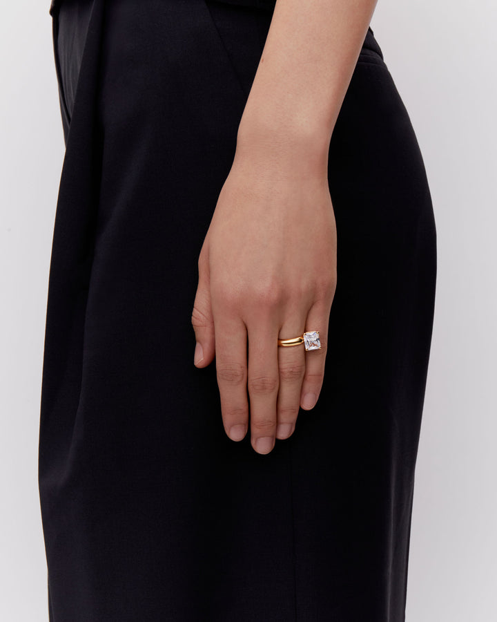 Omotesando Cider Gold Plated Ring W. Zirkonia