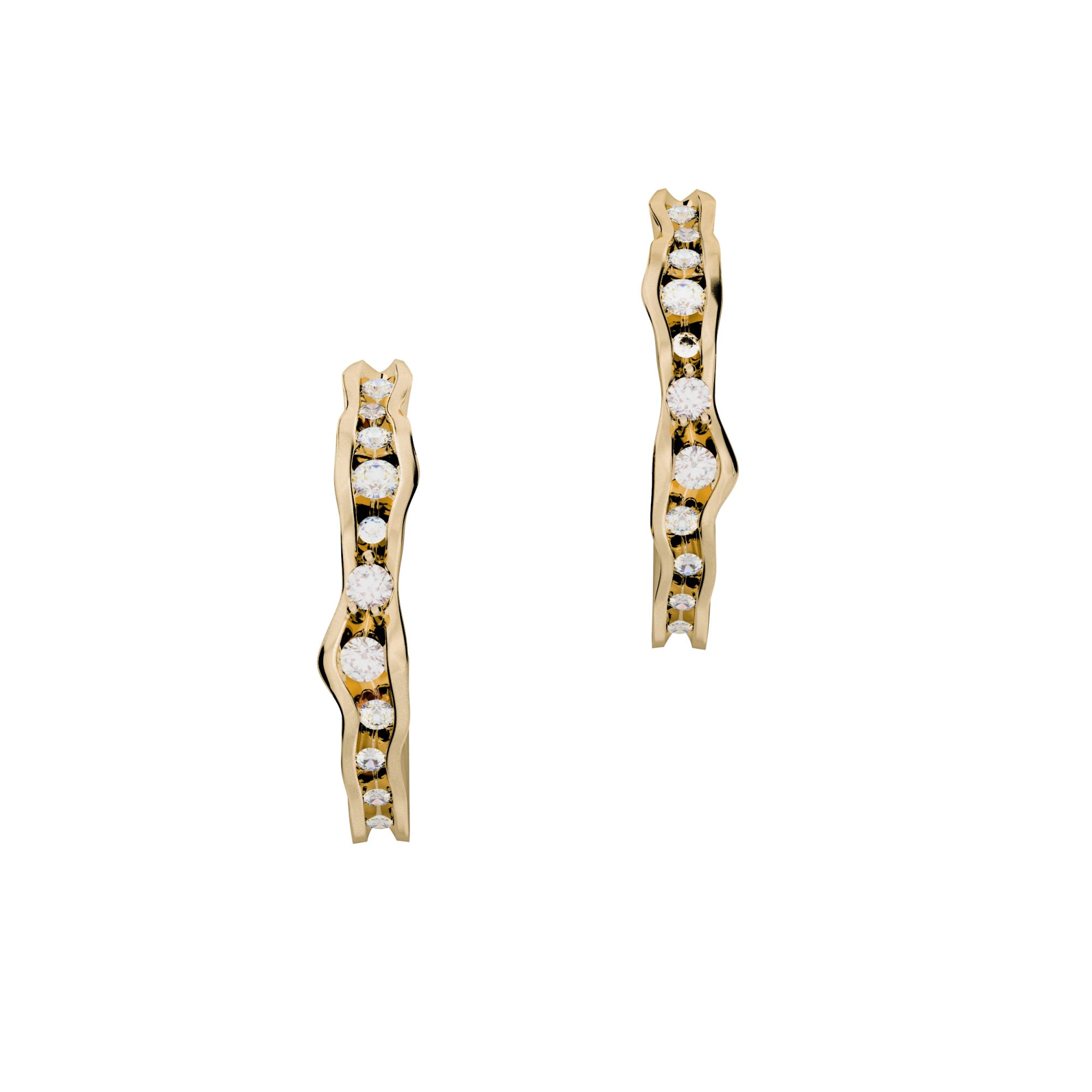 On The Edge 18K Gold Earrings N°1 w. Diamonds