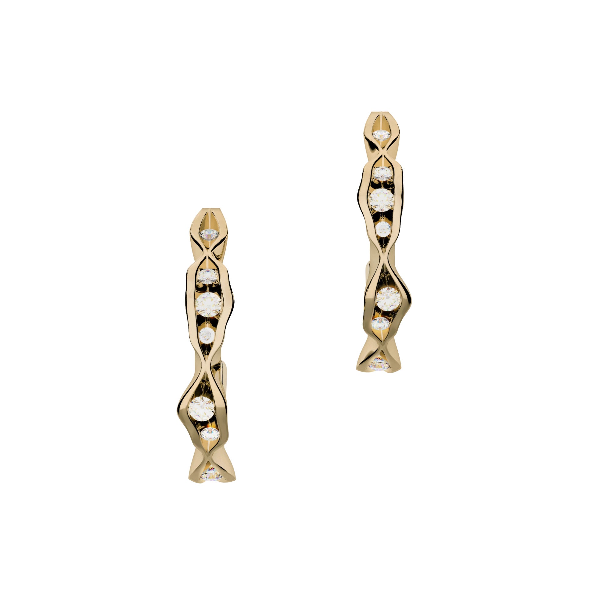On The Edge 18K Gold Earrings N°2 w. Diamonds