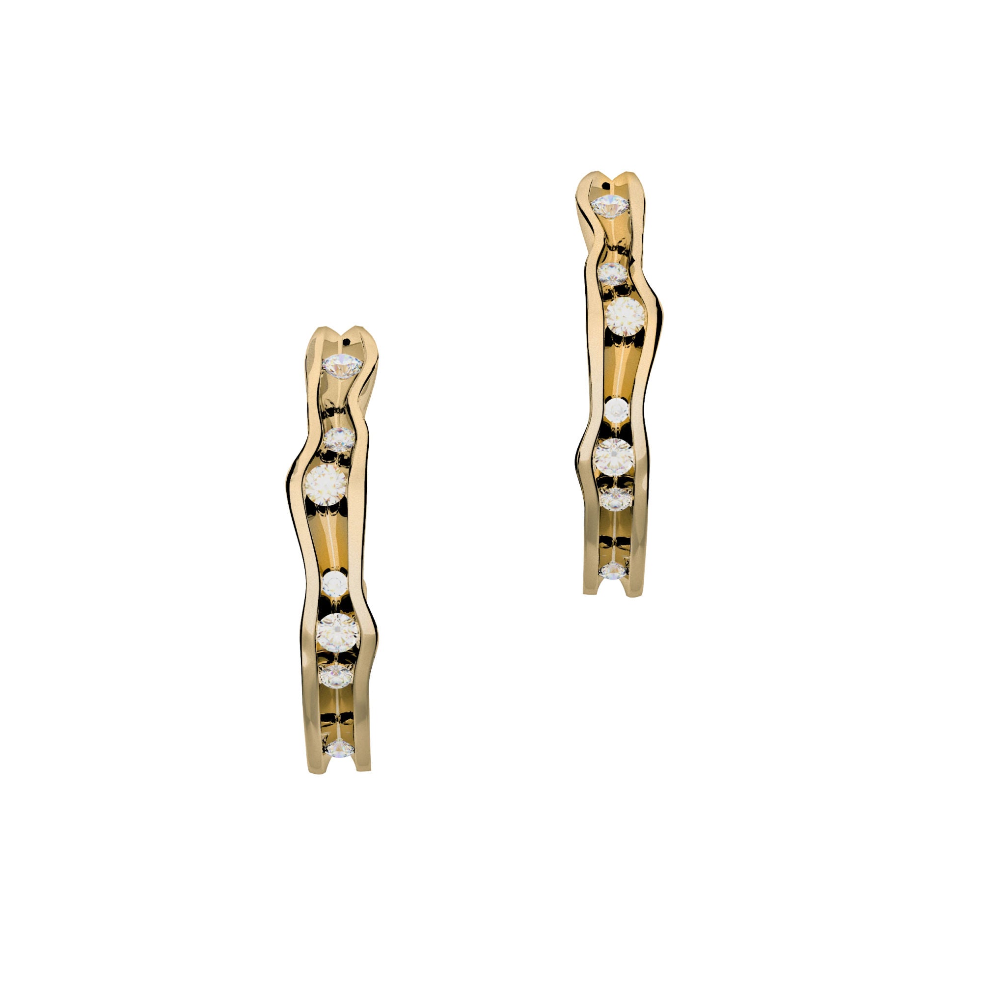 On The Edge 18K Gold Earrings N°3 w. Diamonds