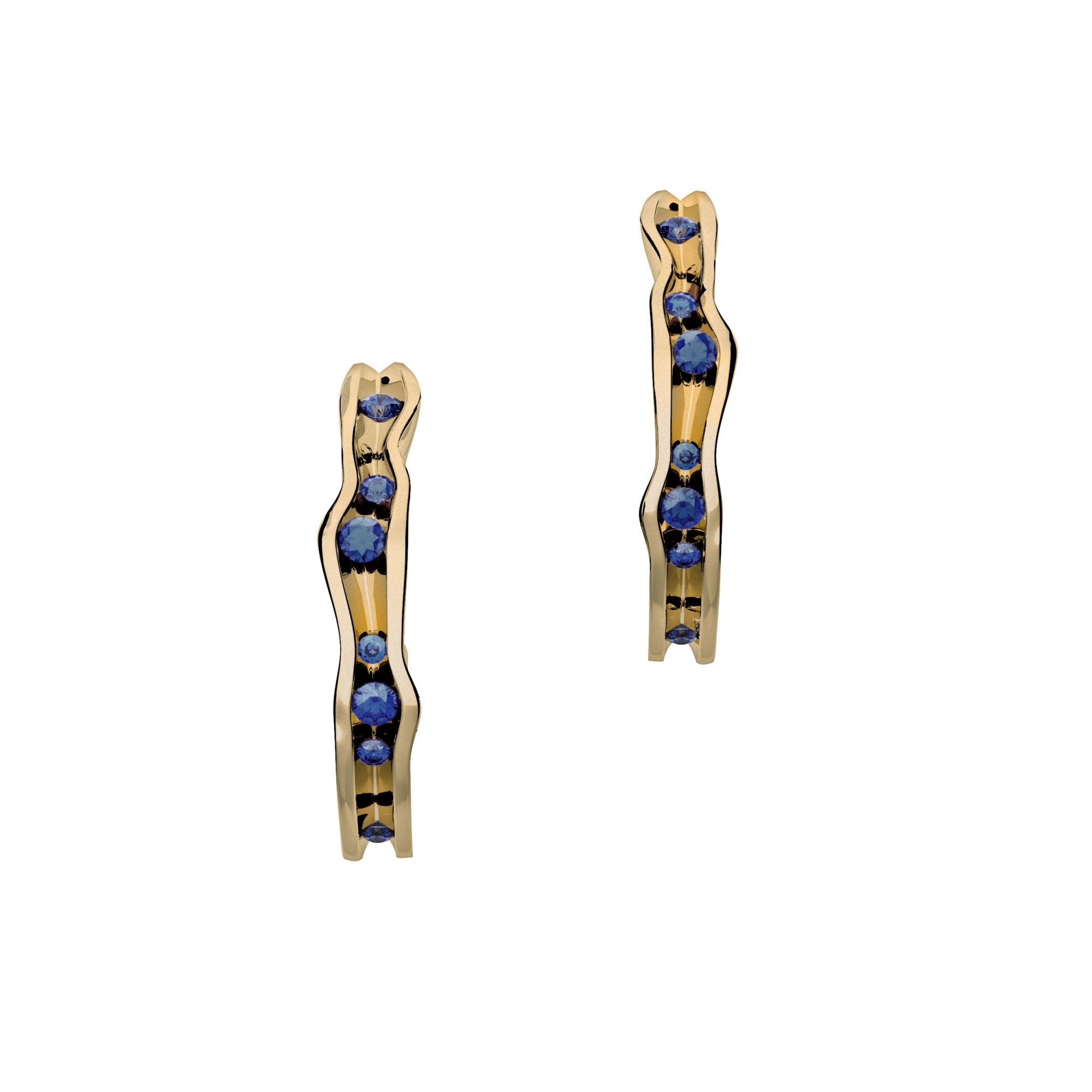 On The Edge 18K Gold Earrings N°5 w. Sapphires