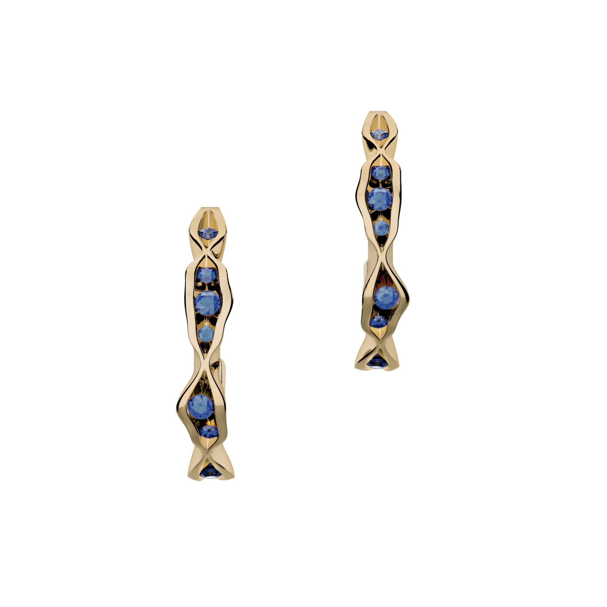 On The Edge 18K Gold Earrings N°6 w. Sapphires