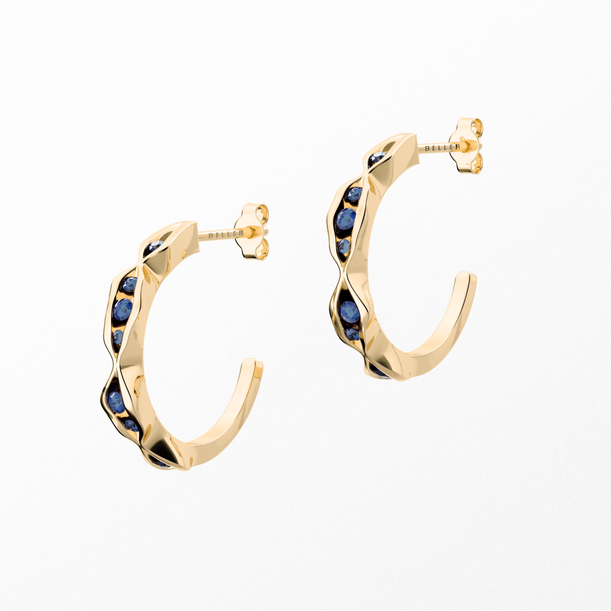 On The Edge 18K Gold Earrings N°6 w. Sapphires