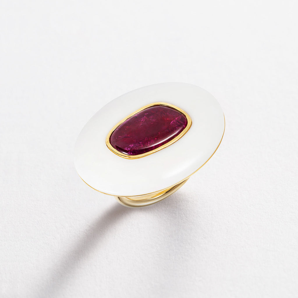 Ruby & Opal Pebble 18K Gold Ring