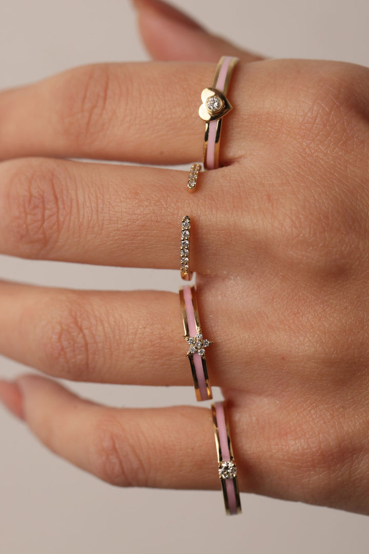 Offene Pflaster 18k Roségolden Ring w. Diamanten