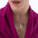 Peacock 18K Gold Necklace w. Diamonds