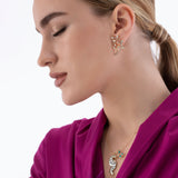 Peacock 18K Gold Earrings w. Diamonds