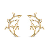 Peacock 18K Gold Earrings w. Diamonds