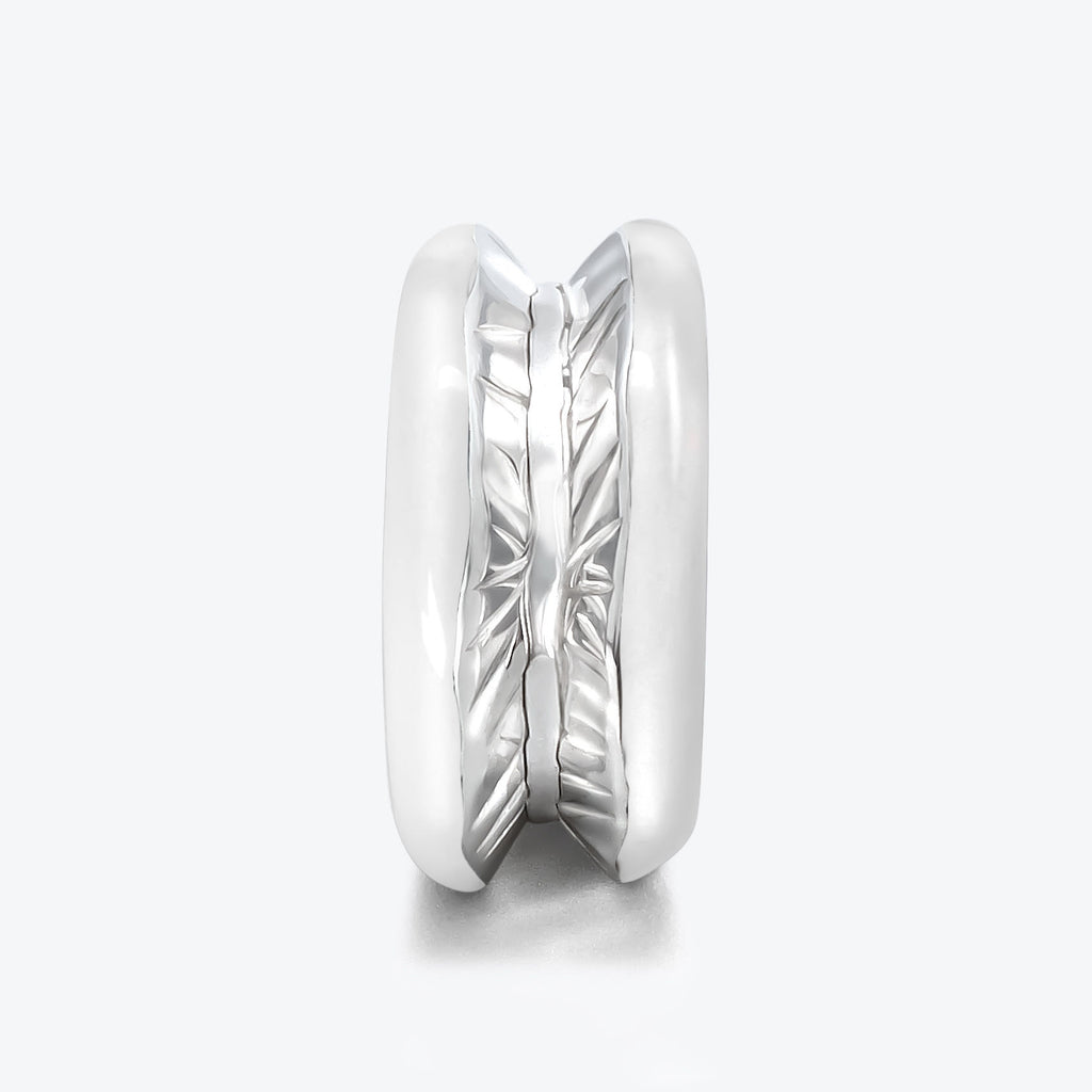 Antarctica 18K Hvidguld Ring m. Hvid Emalje