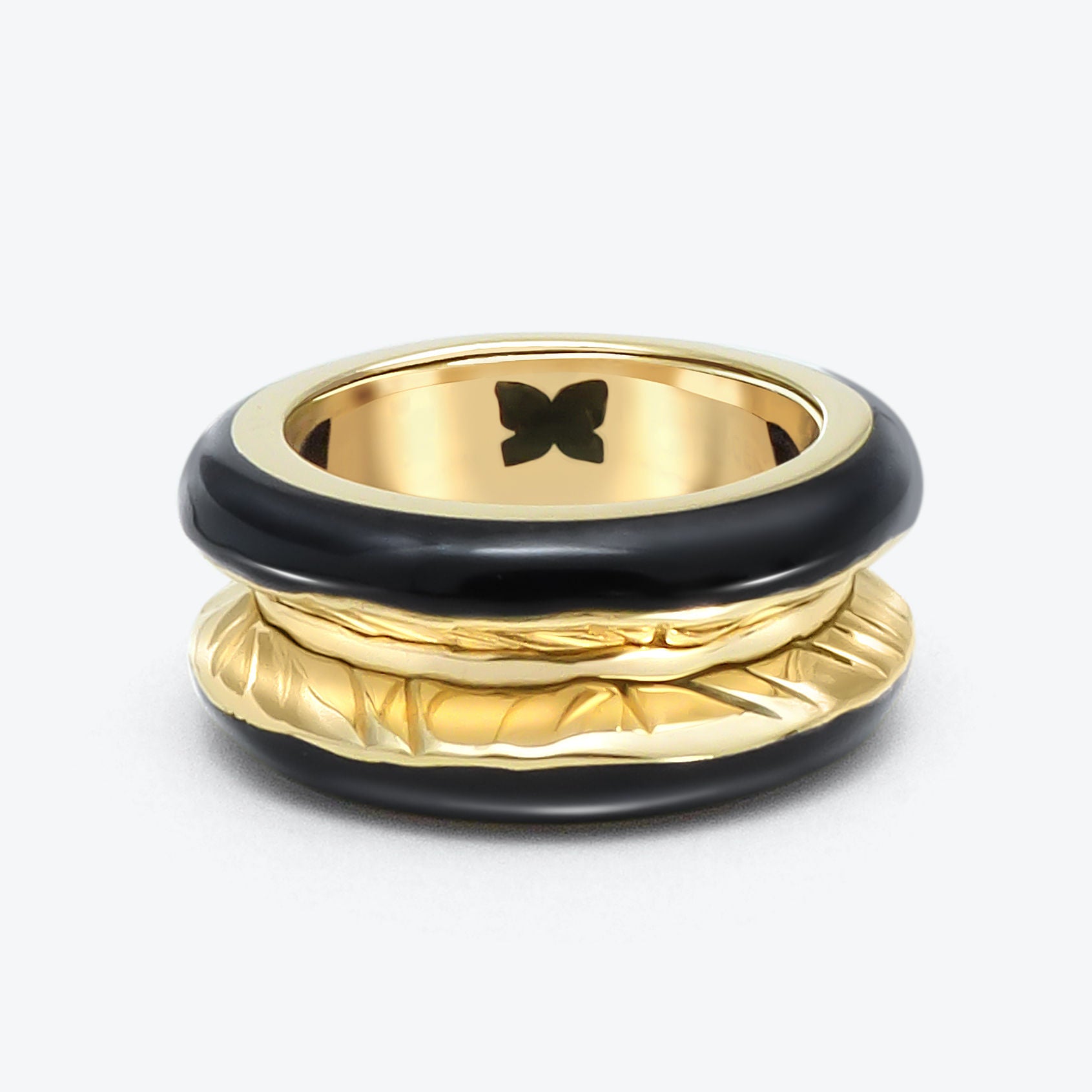 Antarctica 18K Guld Ring m. Sort Emalje
