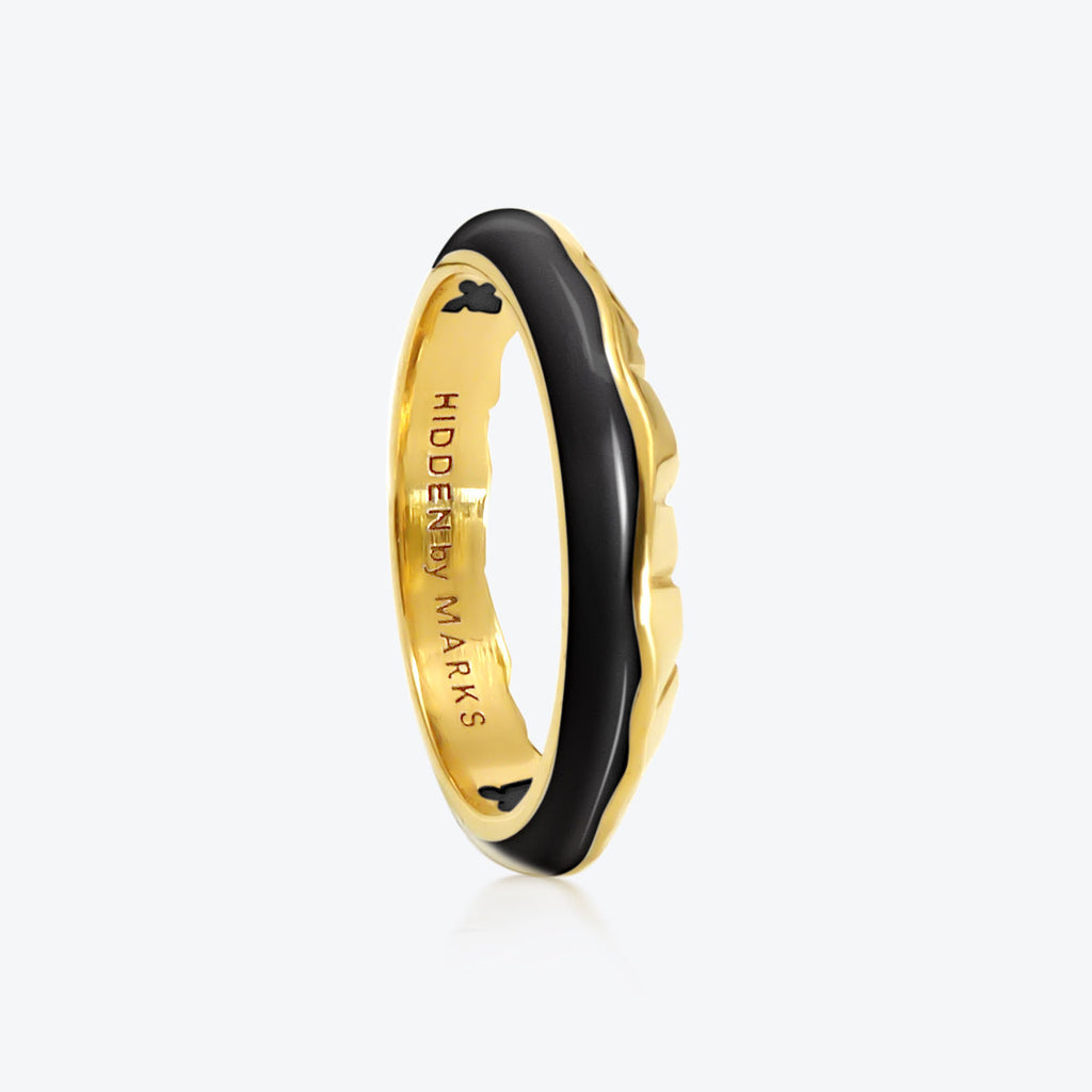 A. ICEBERG 18K GLODSPLATTER RING W. Jet Black Emaille