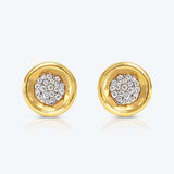 A. Sun Halo Core 18K Gold Studs w. Labor gewachsen Diamantpavé