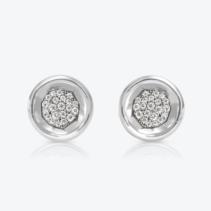 A. Sun Halo Core 18K Hvidguld Ørestikker m. Lab-Grown Diamant Pavé