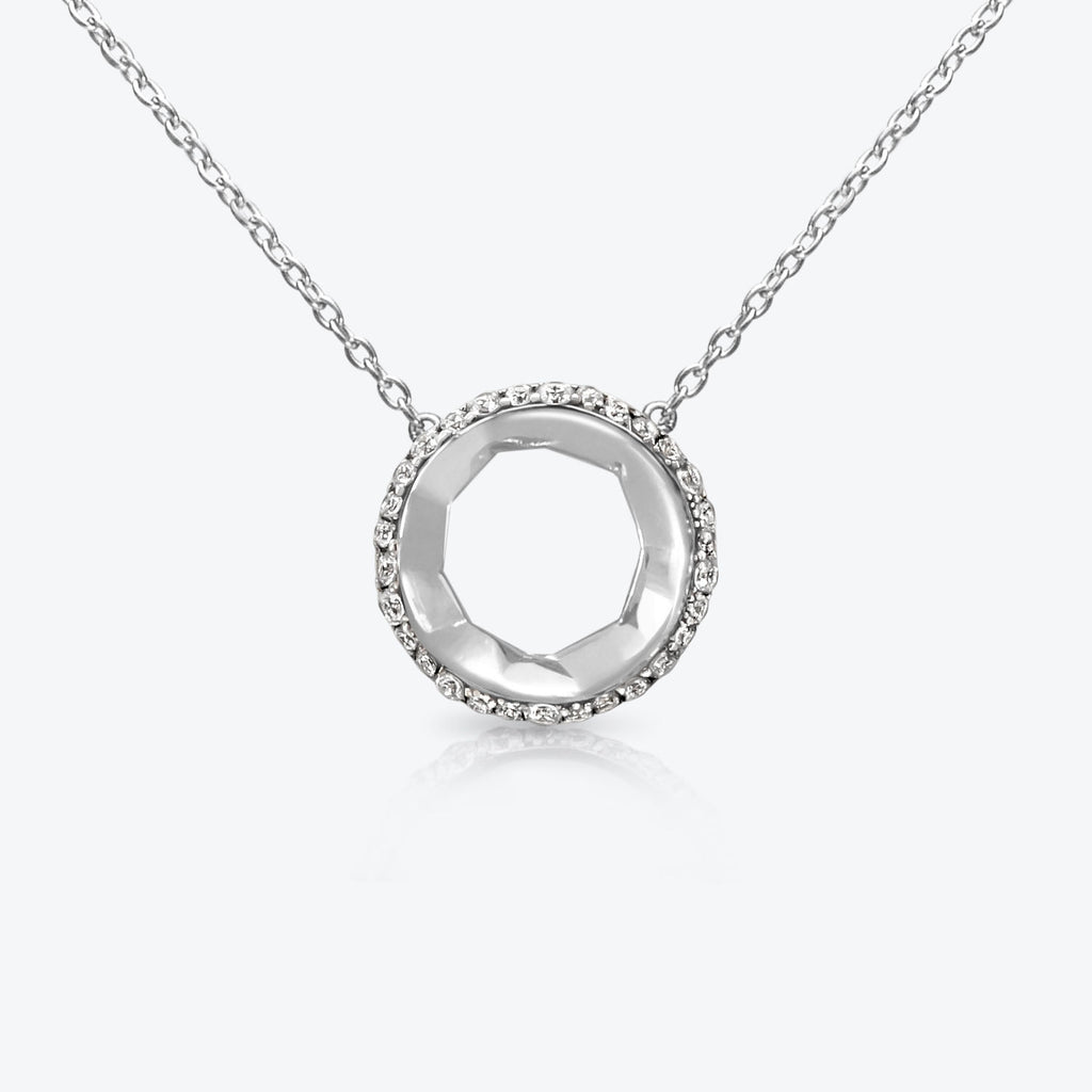 A. Sun Halo Aura 18K Weißgold Halskette w. Labor gewachsen Diamantpavé
