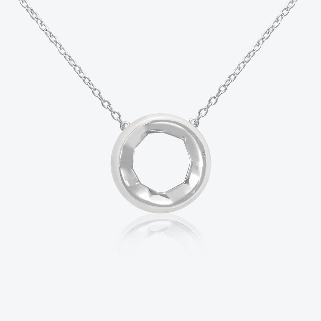 A. Sun Halo Sølv Halskæde m. Hvid Emalje