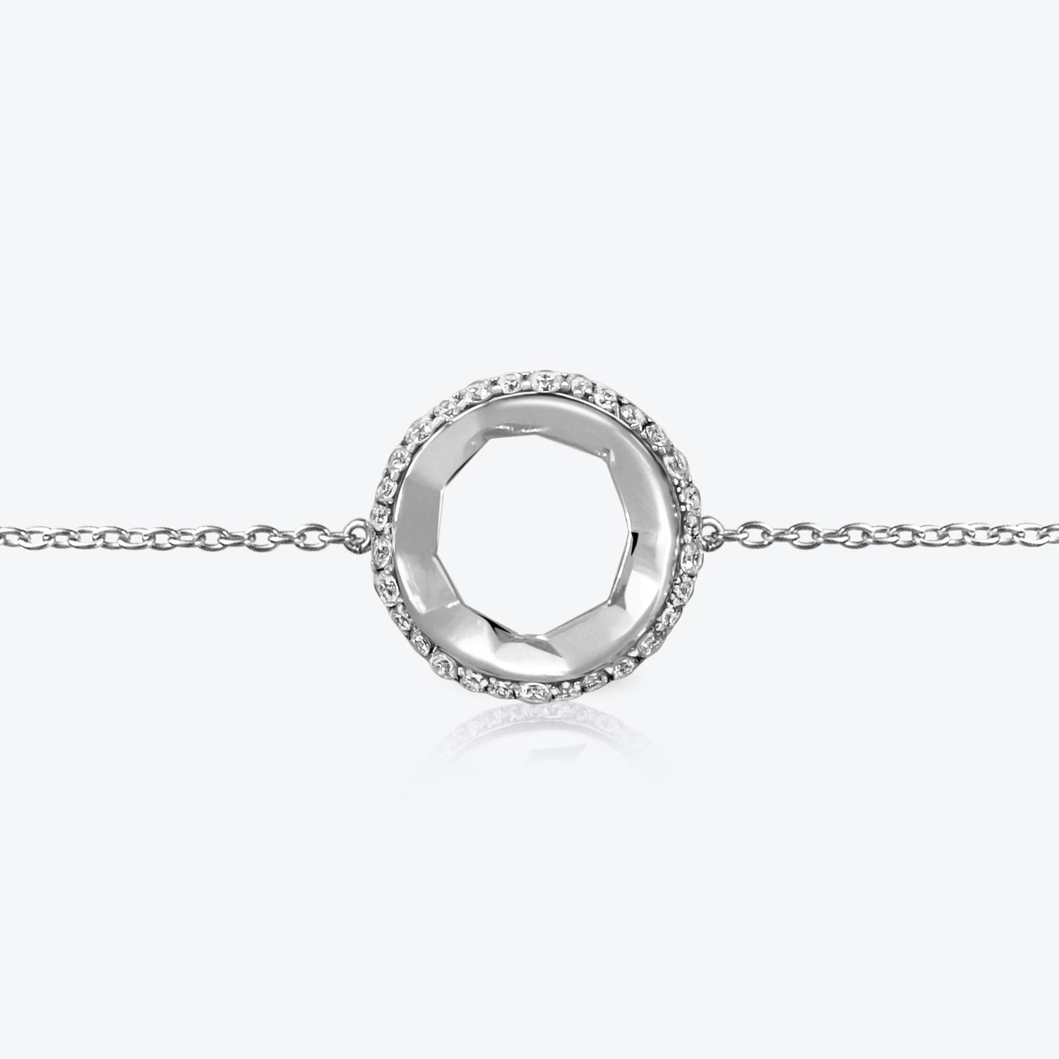 A. Sun Halo Aura 18K Hvidguld Armbånd m. Lab-Grown Diamant Pavé