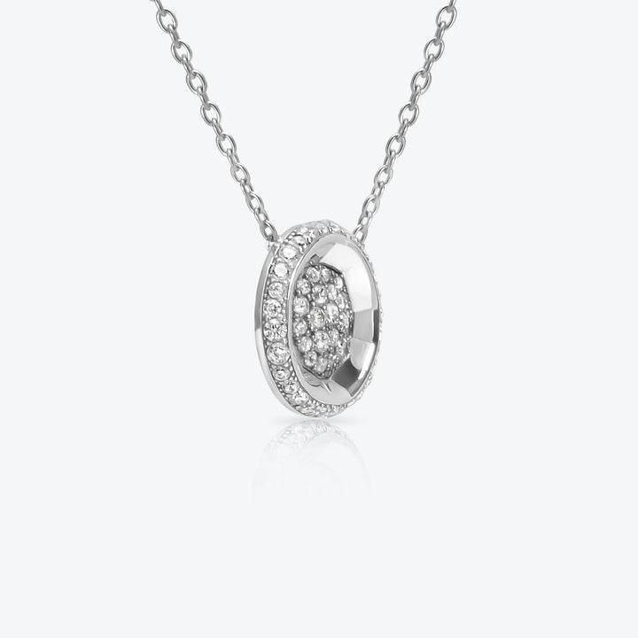 A. Sun Halo 18K White Gold Necklace w. Full Lab-Grown Diamond Pavé