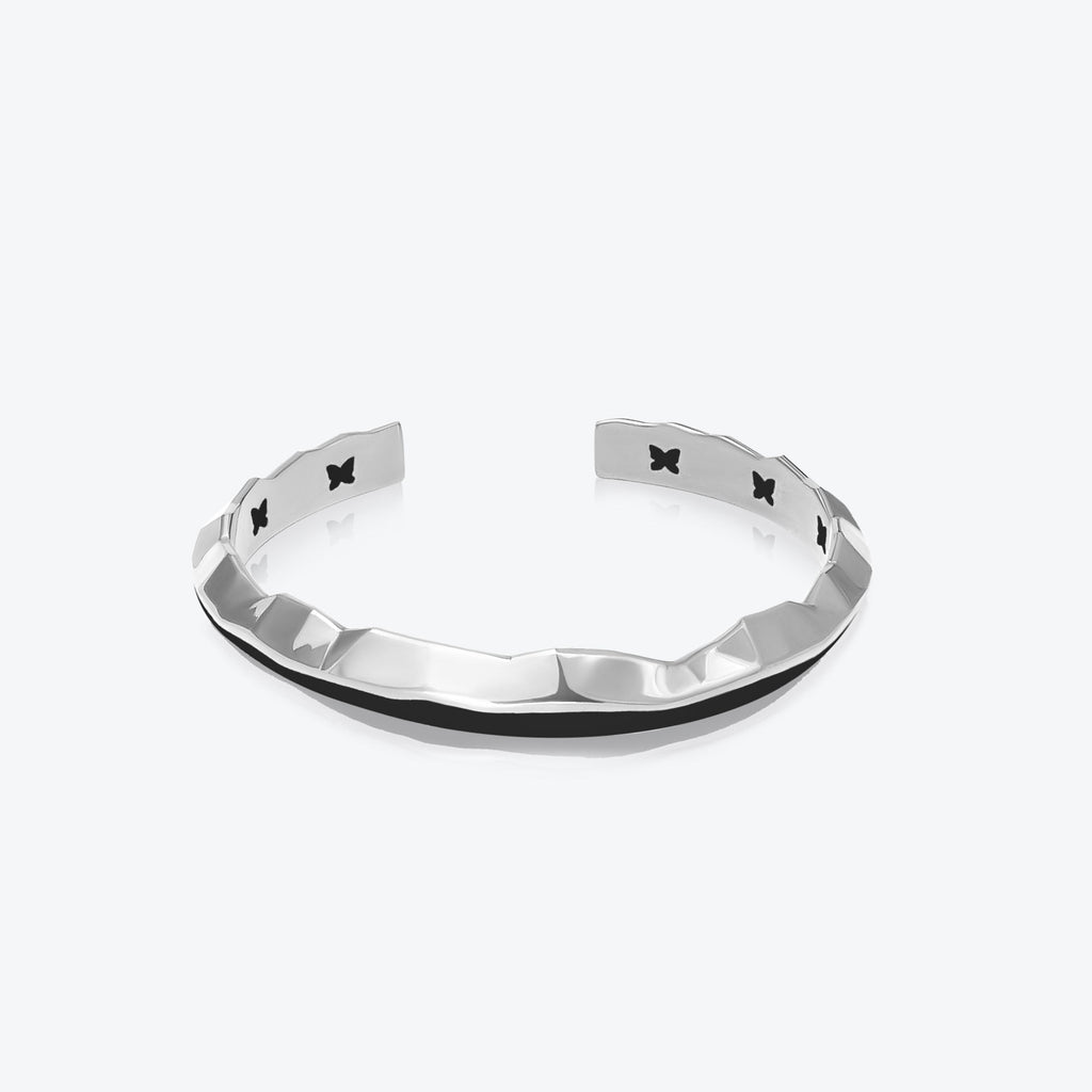 A. Iceberg Sølv Cuff m. Sort Emalje
