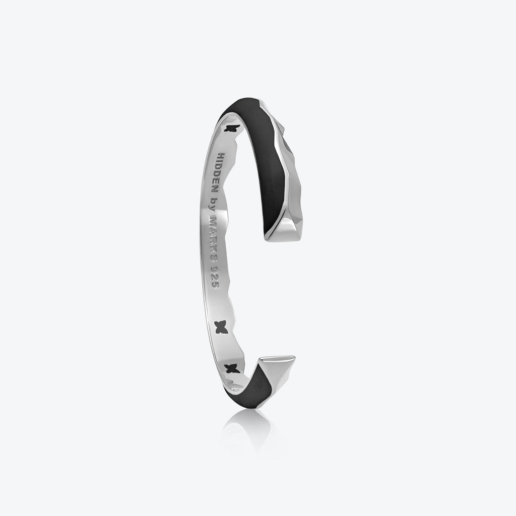 A. Iceberg Sølv Cuff m. Sort Emalje
