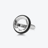 A. Sun Halo Silver Ring w. Jet Black Emaille