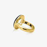 A. Sun Halo 18K Guld Ring m. Sort Emalje
