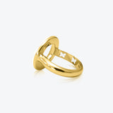 A. Sun Halo 18K Guld Ring m. Hvid Emalje