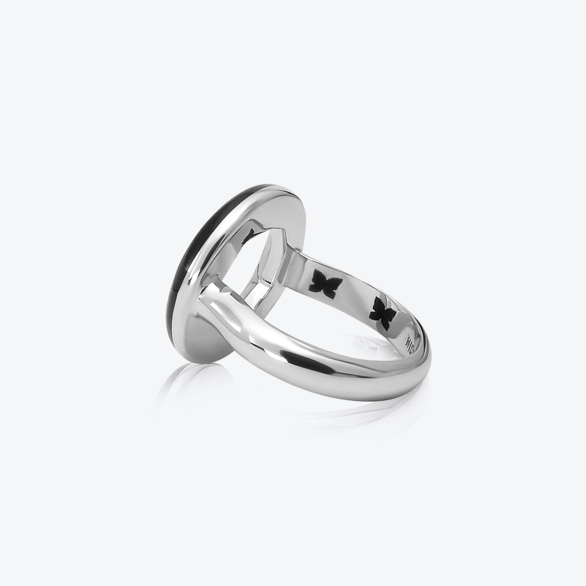 A. Sun Halo Silver Ring w. Jet Black Emaille