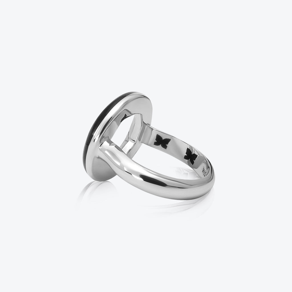 A. Sun Halo Silver Ring w. Jet Black Emaille
