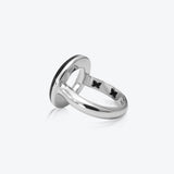 A. Sun Halo Silver Ring w. Jet Black Emaille