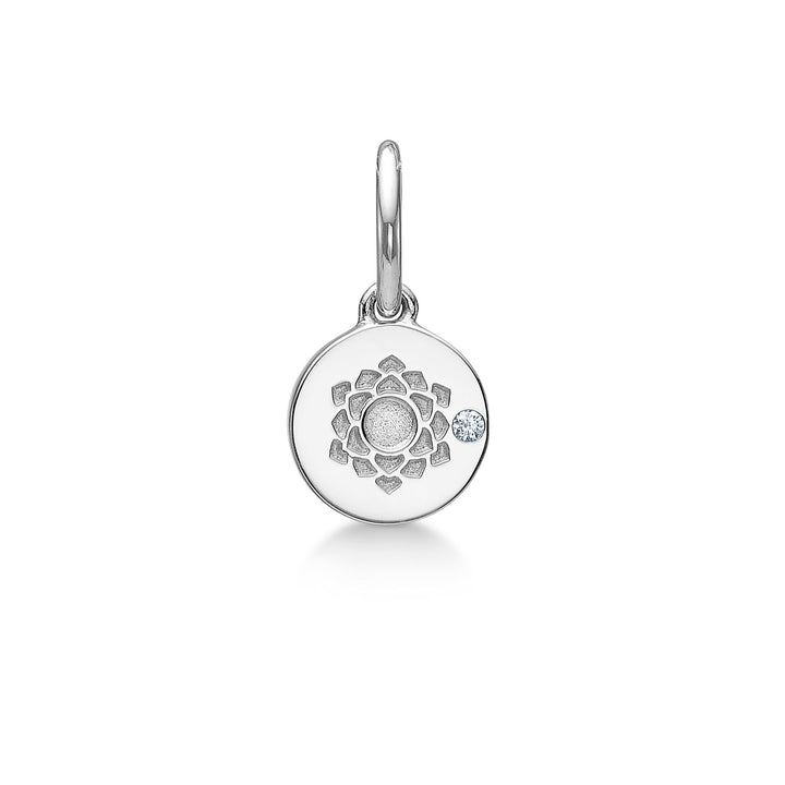 Indre Ro Kronechakra 18K Hvidguld Vedhæng m. Diamond